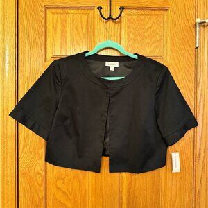 Dressbarn Women's Black Open Front Short Shrug Jacket Size L Casual Formal NWT